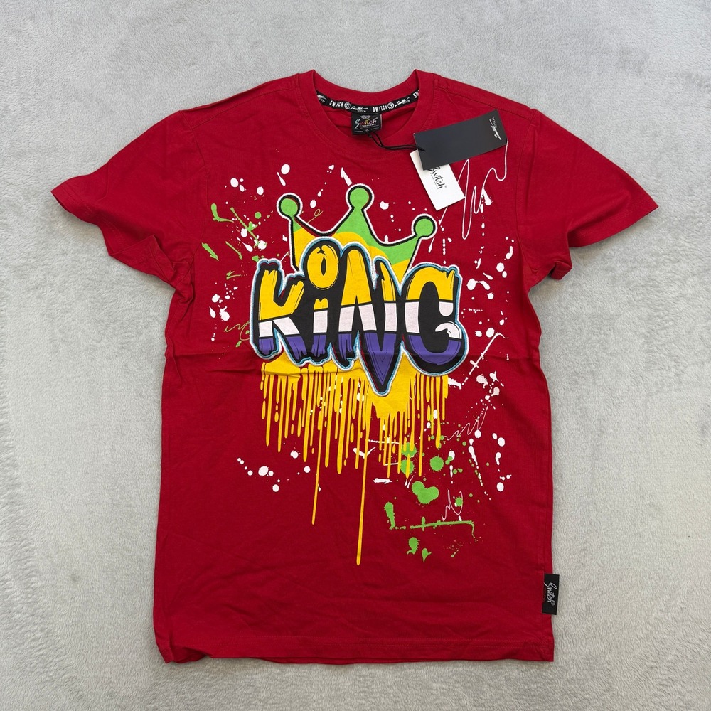 Switch‎ Remarkable T Shirt Mens Small Red King Crown Graffiti Paint Drip Urban